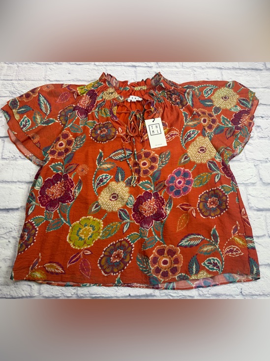 THML Tops - NWT Anthropologie THML Orange Floral Bohemian Blouse. Size Large.